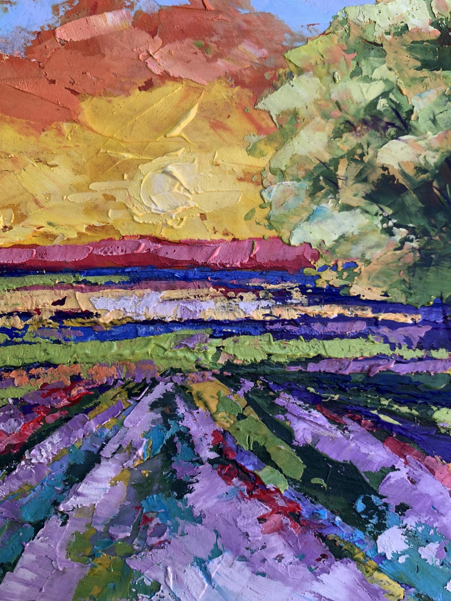 Oil painting Sunset in the field V. Zadorozhnya