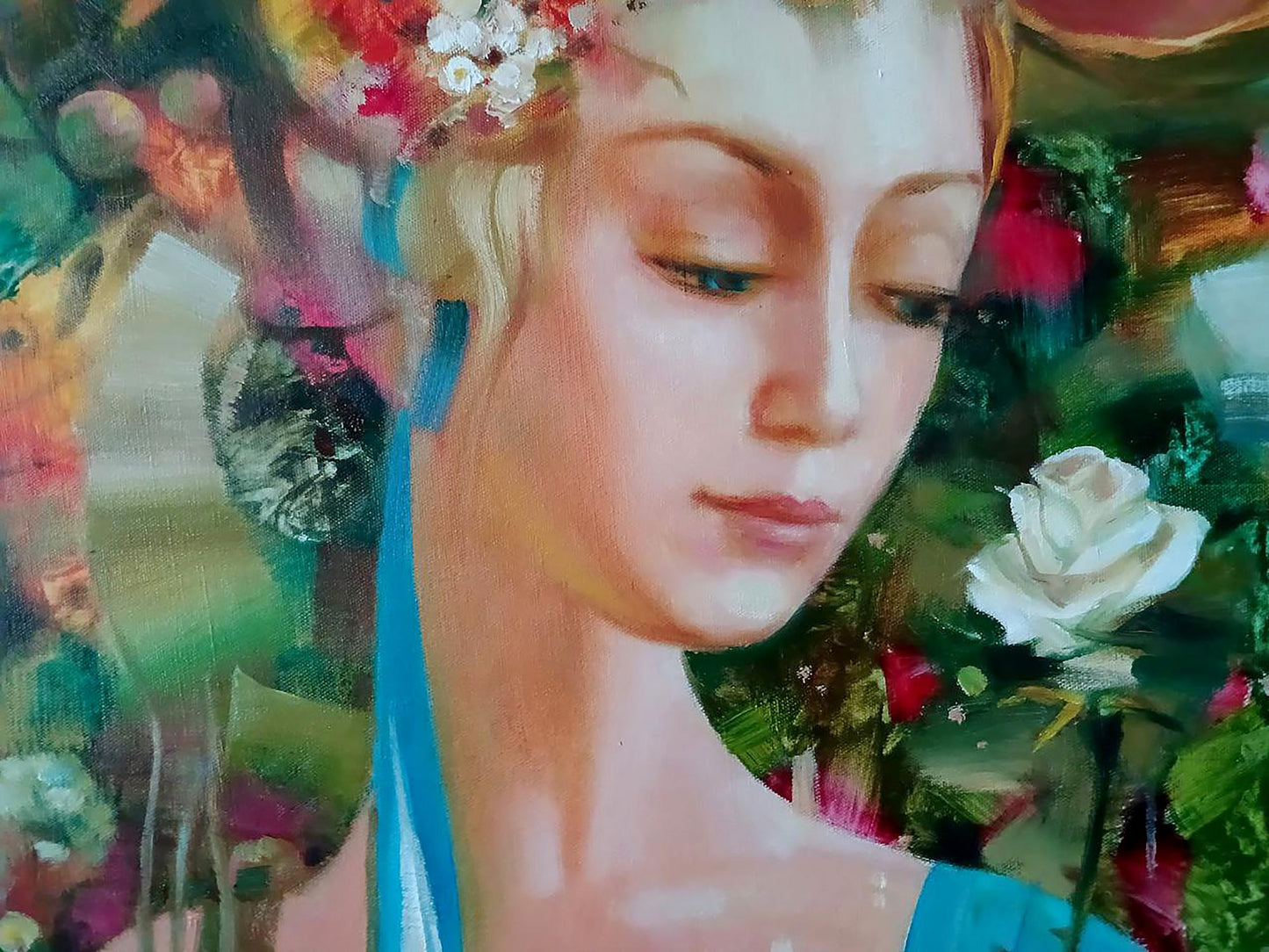 Abstract oil painting White rose Anatoly Tarabanov