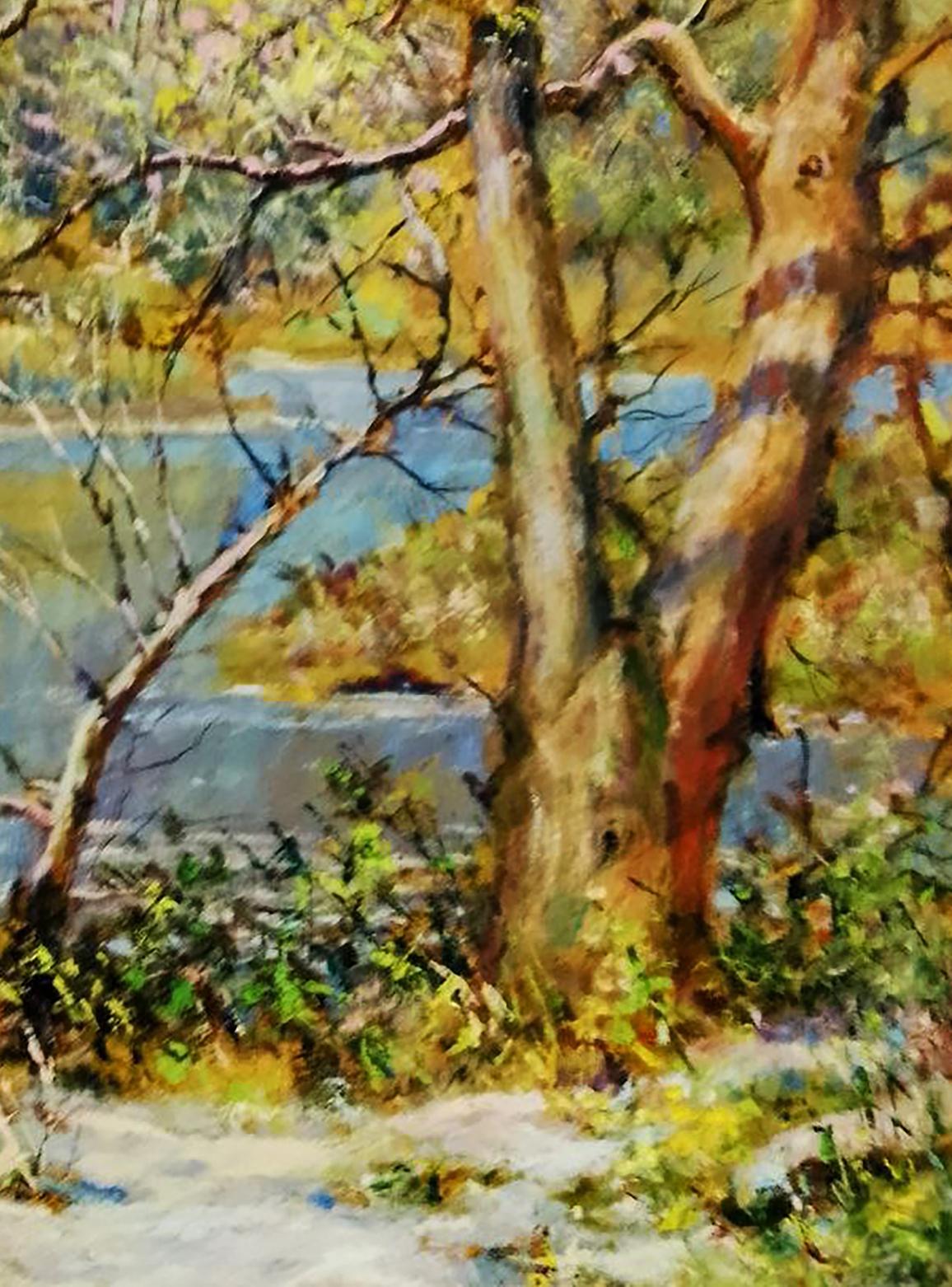 Oil painting River in the autumn forest Anatolii Duhnevich