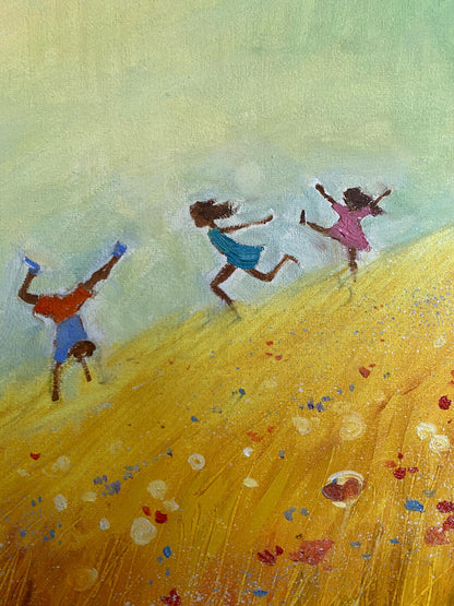 Oil painting Children's happiness Unknown artist