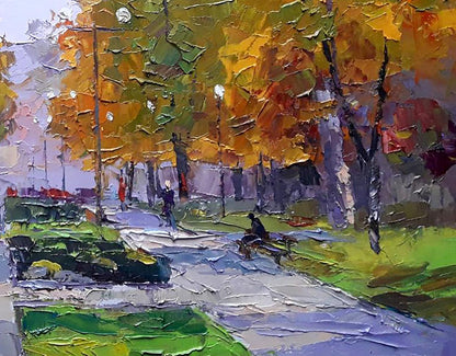 Oil painting City Center Green Space Boris Serdyuk