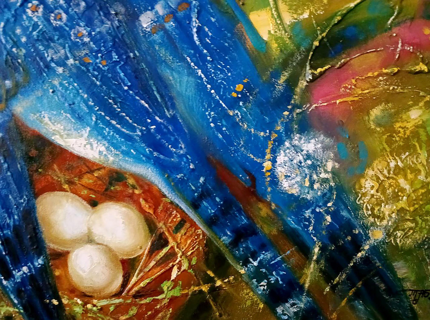 Abstract oil painting Blue Bird Anatoly Tarabanov