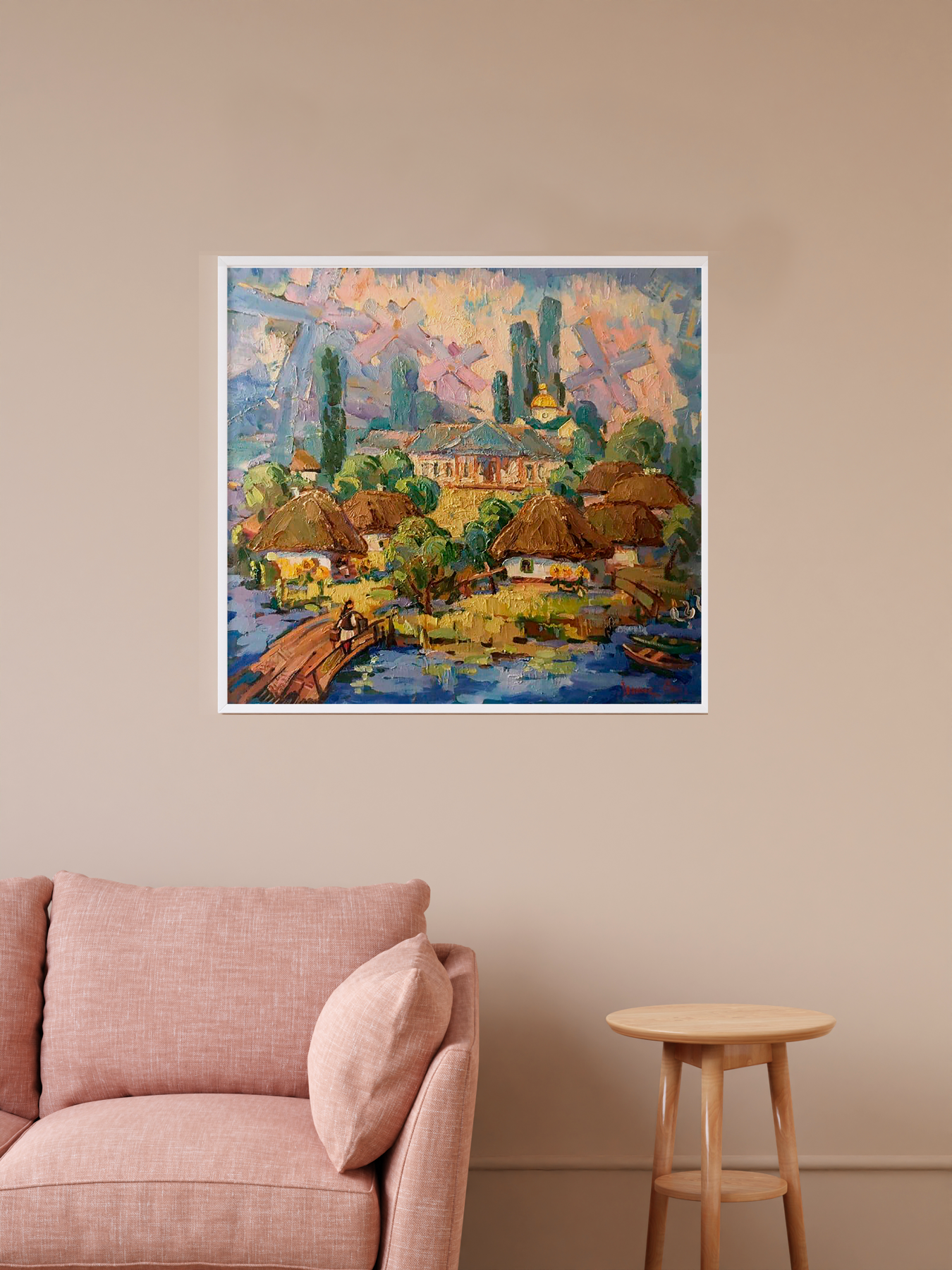 Oil Painting Village landscape Art 