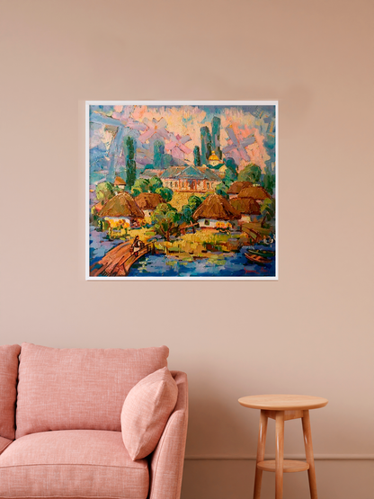 Oil Painting Village landscape Art 