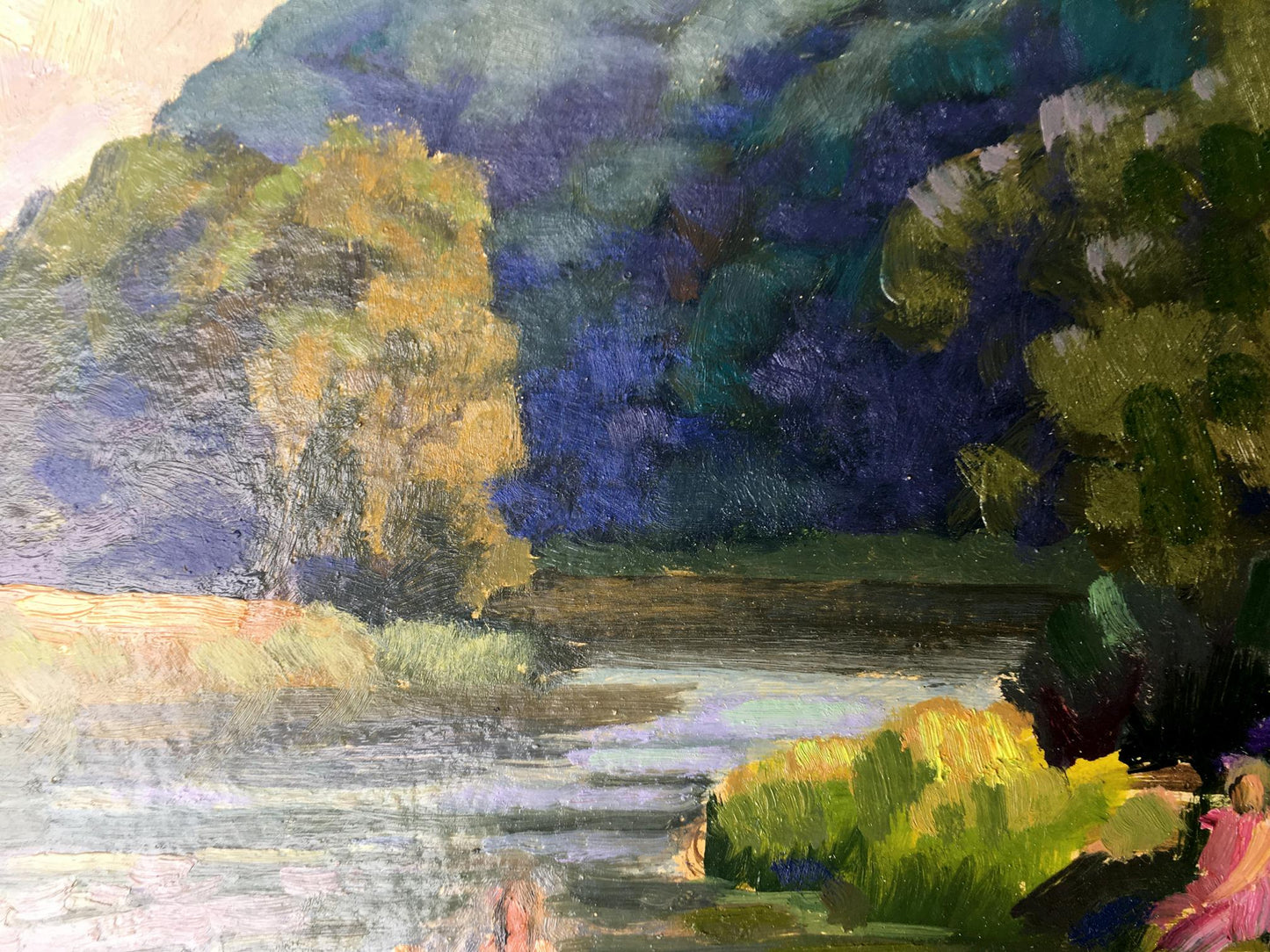 Oil painting Rest by the river Batrakov Vladimir Grigorievich