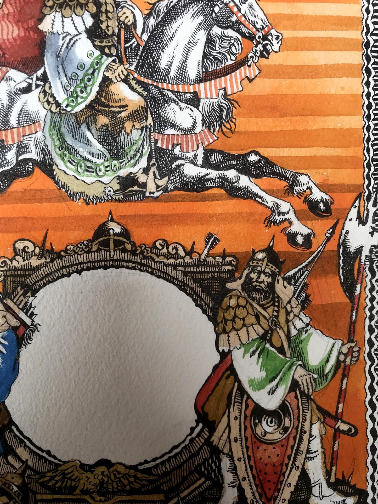 Watercolor painting King on horseback Alexander Arkadievich Litvinov