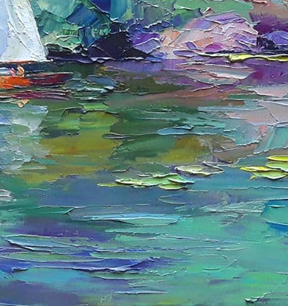Oil painting White sailboat Serdyuk Boris Petrovich