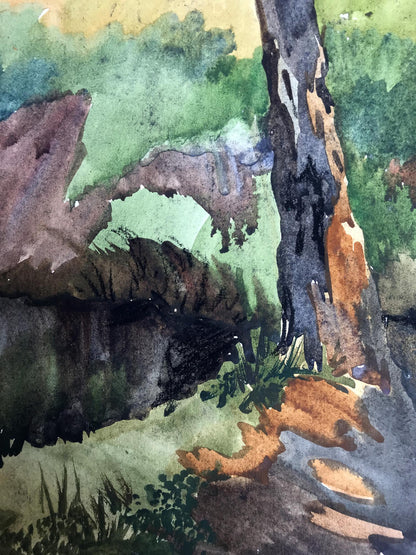 Watercolor painting Rest in the woods Unknown artist