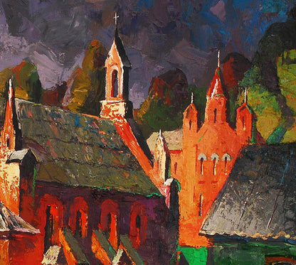 Oil painting Old misto. Storm Egor Shvachunov