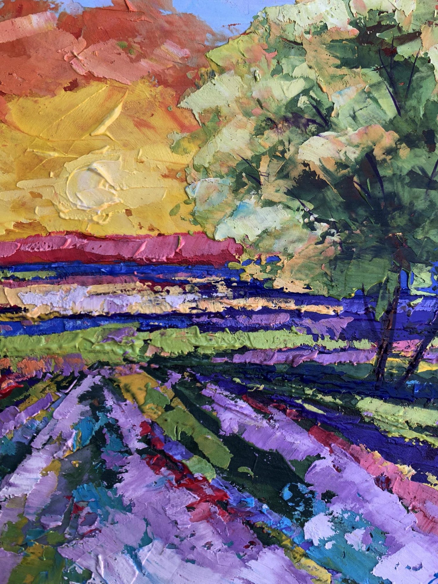 Oil painting Sunset in the field V. Zadorozhnya