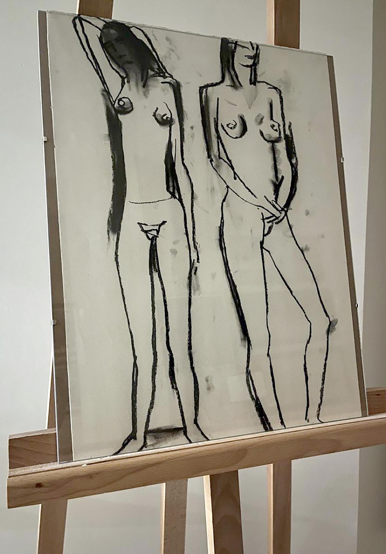 Coal painting Woman  naked Anatoly Tertychny