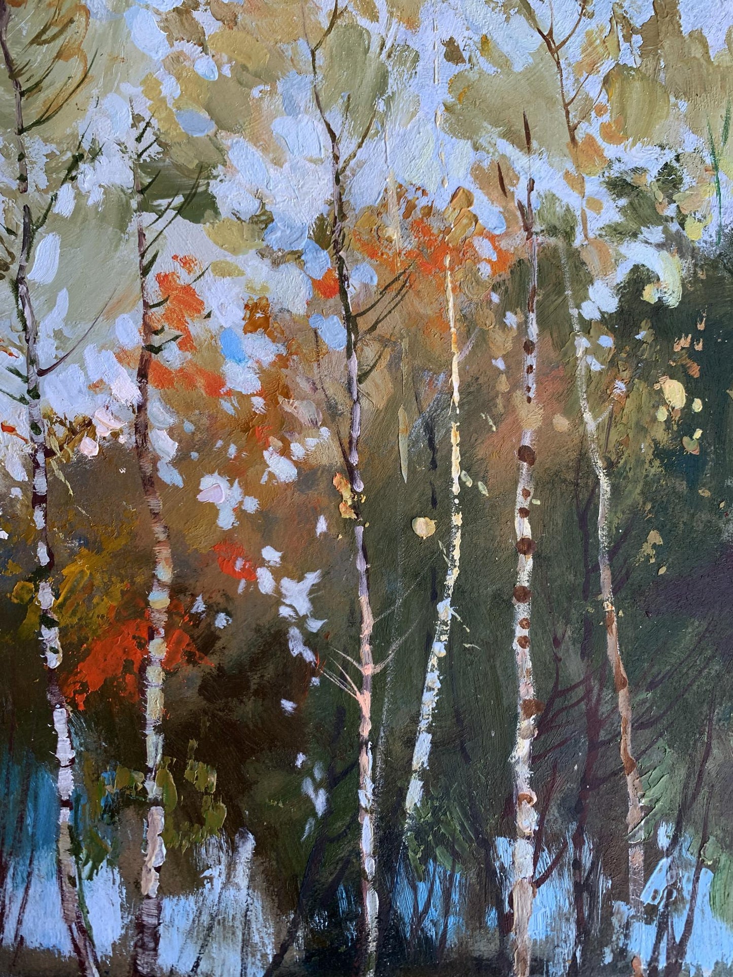 OIl painting Birch autumn forest Yuriy Suprunchuk