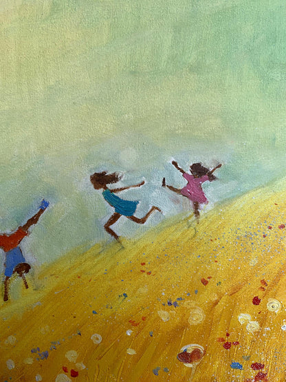 Oil painting Children's happiness Unknown artist
