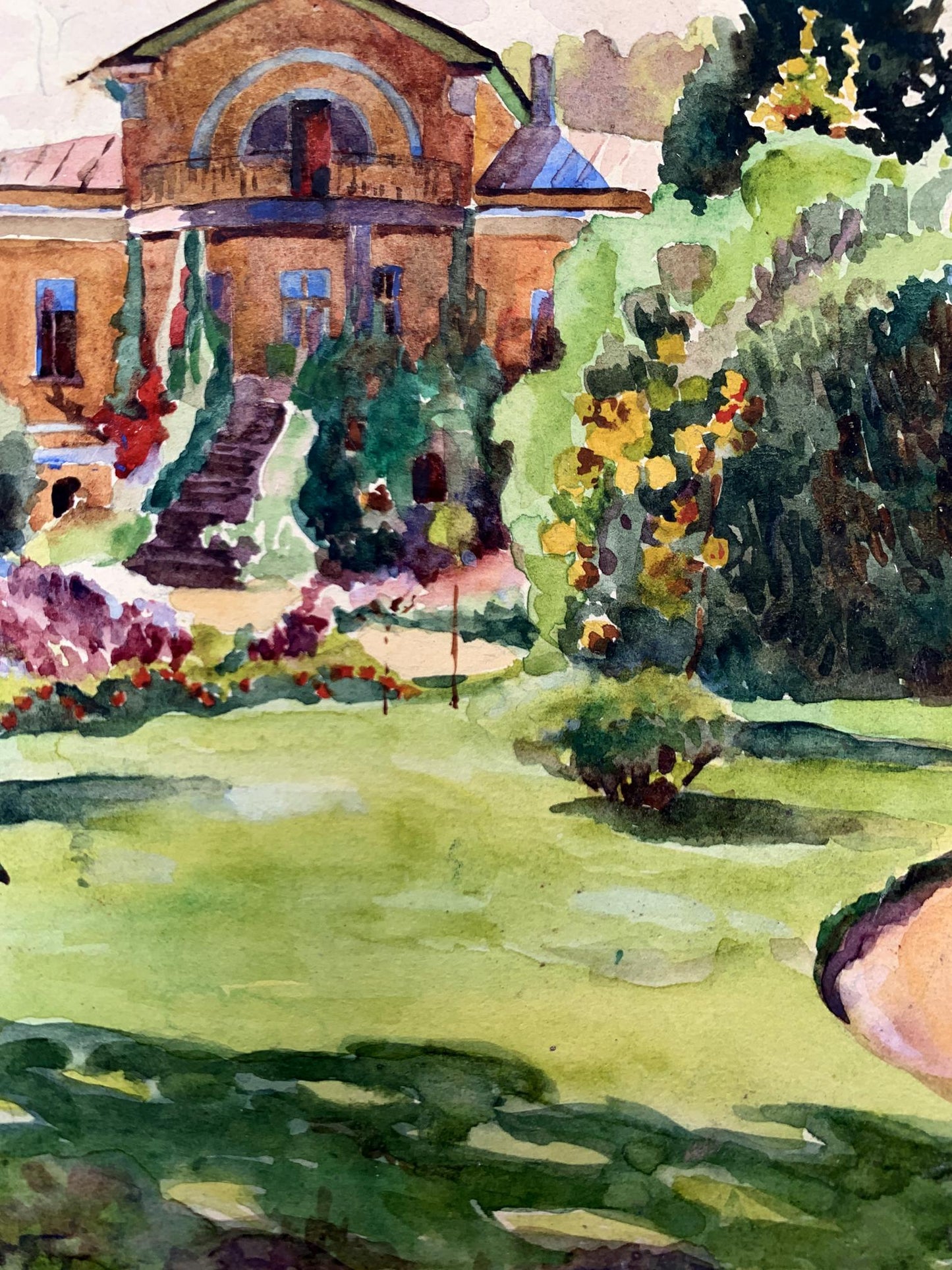Watercolor painting Penthouse Garden Unknown artist