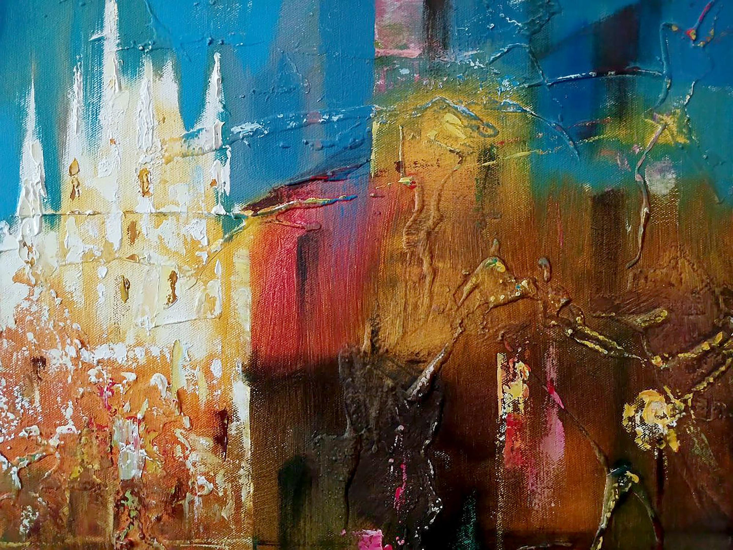 Abstract oil painting Night city lights Anatoly Tarabanov