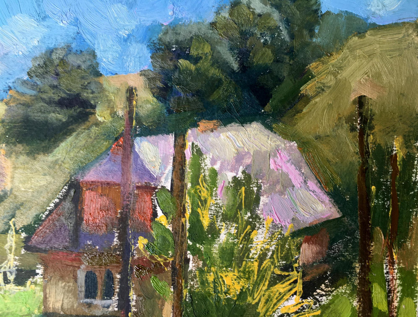 Oil painting Carpathian village Batrakov Vladimir Grigorievich