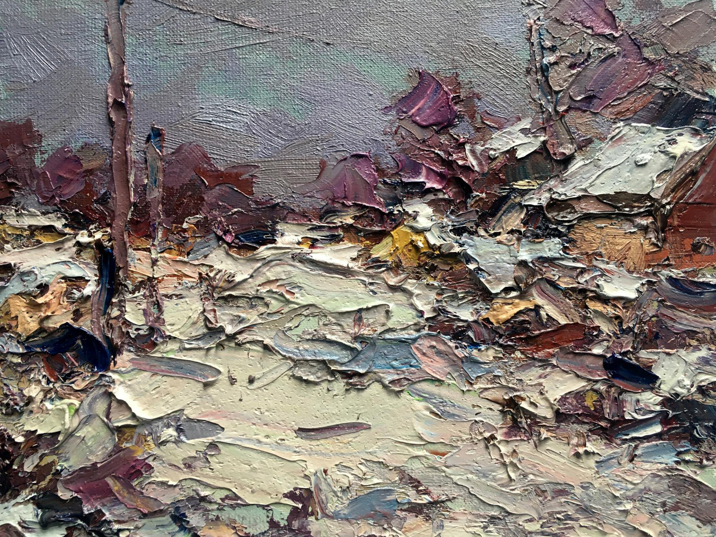 Oil Painting Village Nature Landscape 