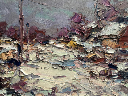 Oil Painting Village Nature Landscape 