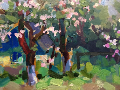 Oil painting Apple trees have blossomed Batrakov Vladimir Grigorievich