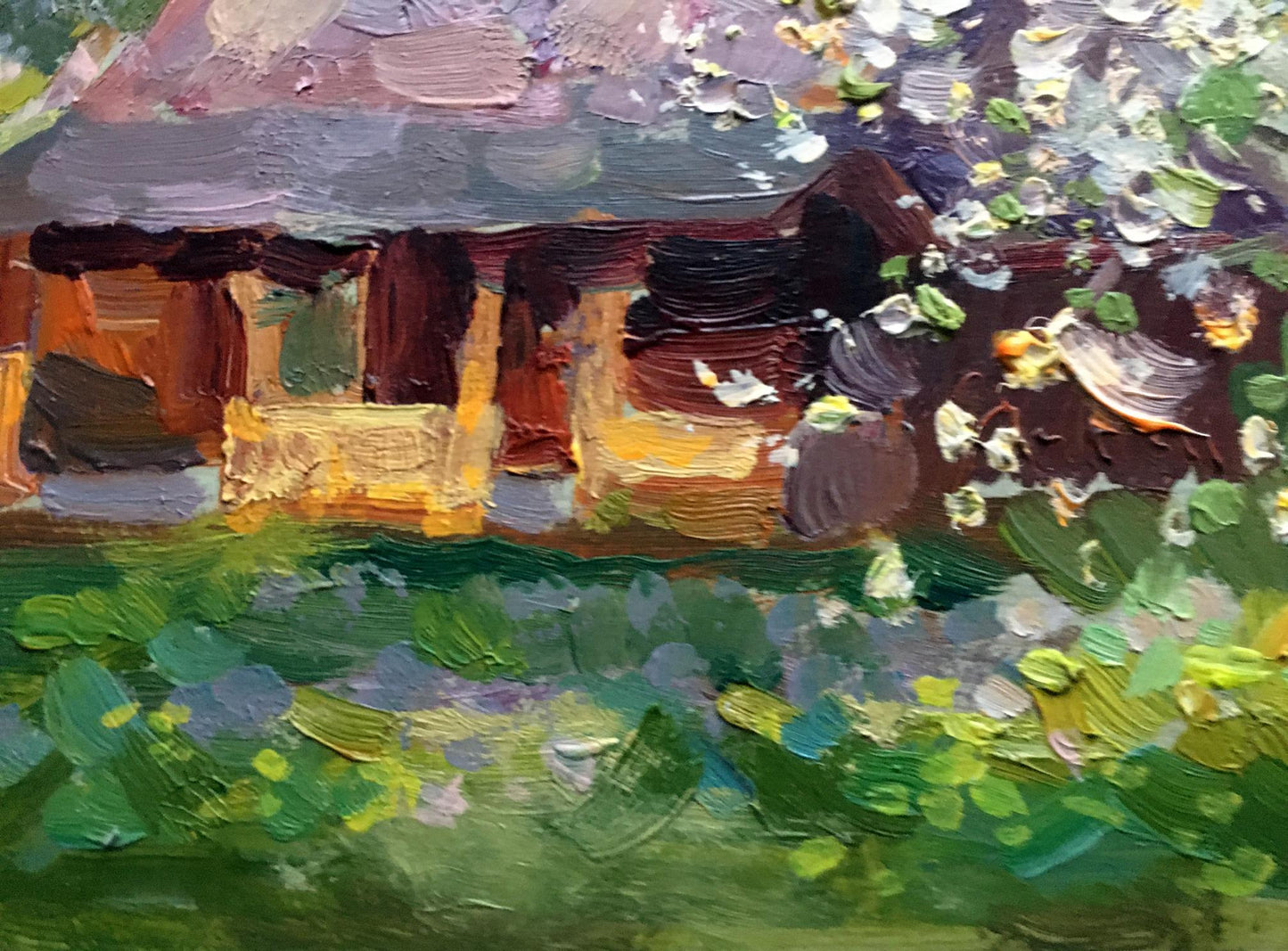 Oil painting Apple trees bloom Batrakov Vladimir Grigorievich