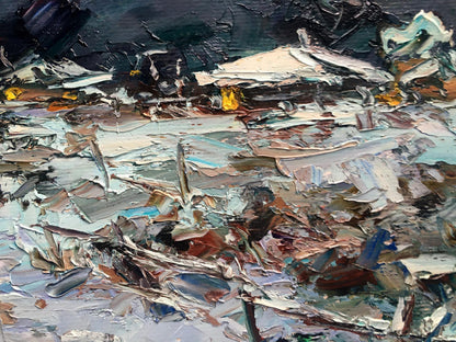 Oil painting Village Winter 