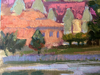 Oil painting City fountain Batrakov Vladimir Grigorievich