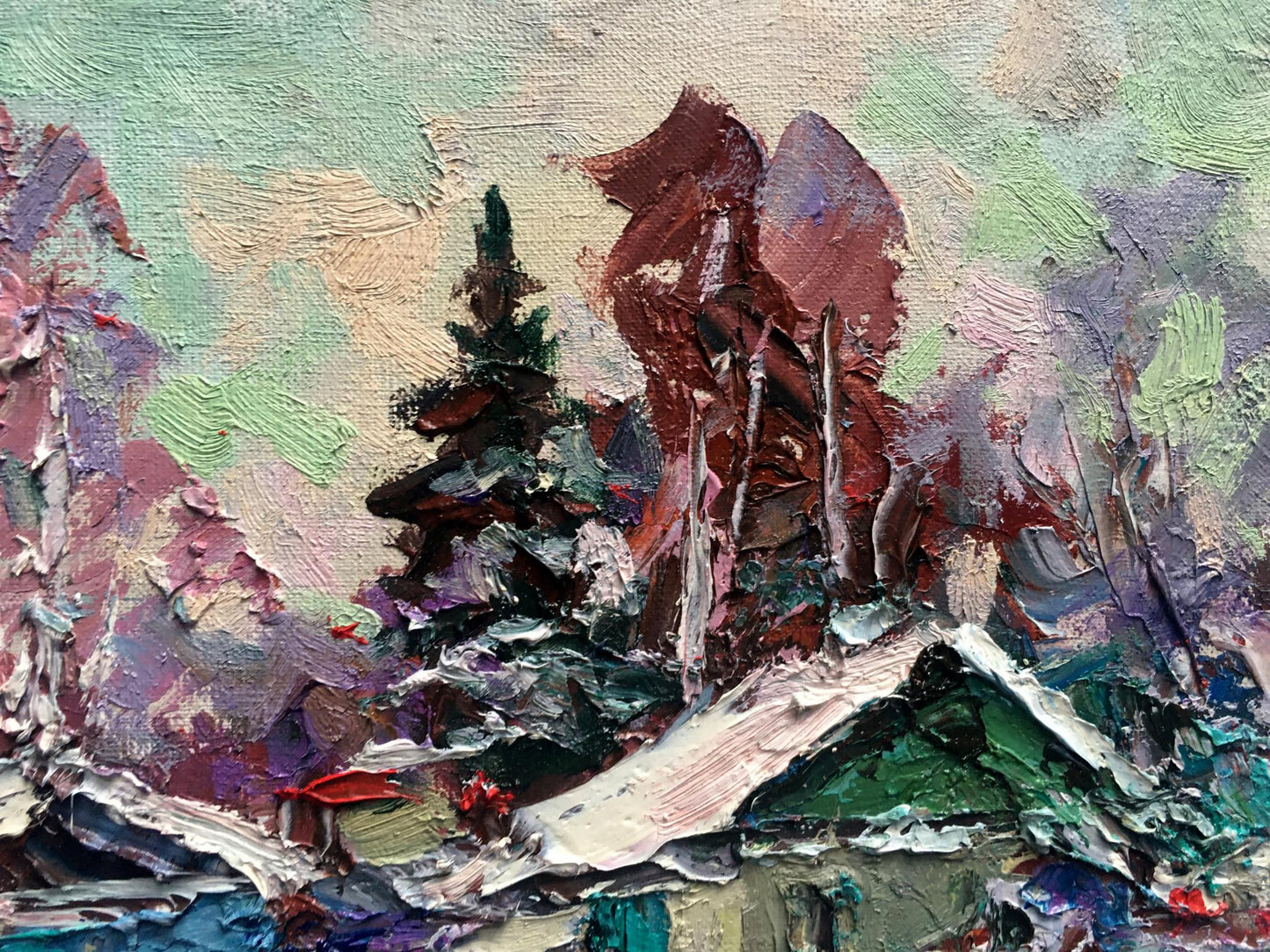 Oil painting Winter Nature Landscape 