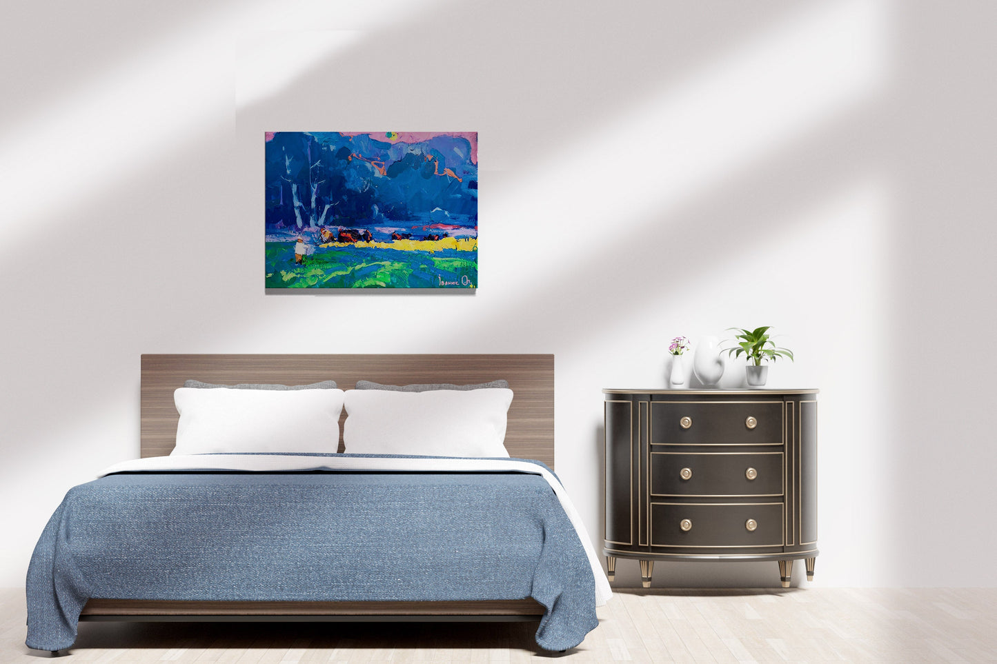 Oil Painting Nature Landscape Village landscape Art 