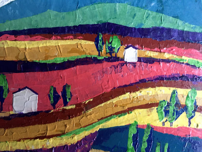 Oil painting Colorful fields on a sunny day V. Zadorozhnya