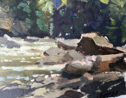 Oil painting Rest in the forest Batrakov Vladimir Grigorievich