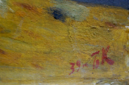 Oil painting Sandy river bank Unknown artist