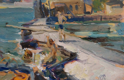 Oil painting Ship repair Strelnikov Vladimir Vladimirovich