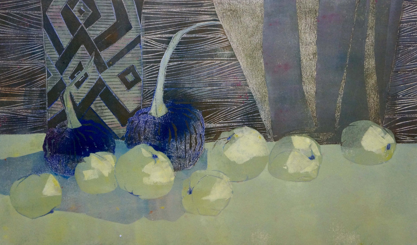 Abstract painting Apples and pumpkins Albina Yaloz