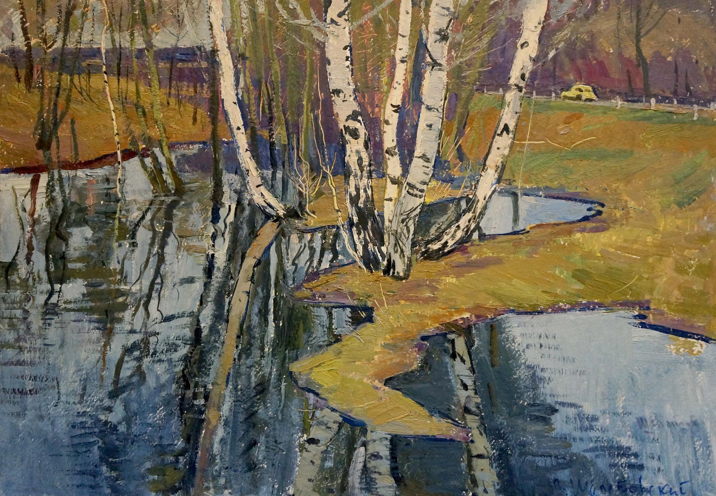 Oil painting Birches by the water Shepetovsky Vitaly Yakovlevich