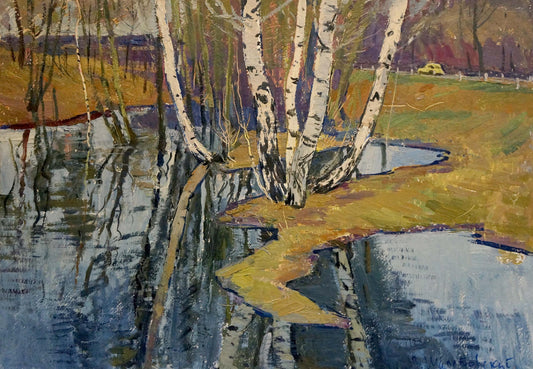 Oil painting Birches by the water Shepetovsky Vitaly Yakovlevich