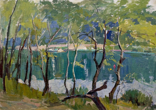 Oil painting River landscape Panich Igor Vasilievich