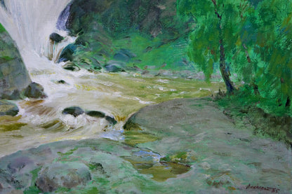 Oil painting Waterfall landscape Likholet Alexei Kirillovich