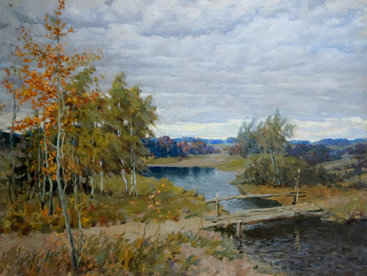 Oil painting Autumn landscape Alexander Petrovich Bykov