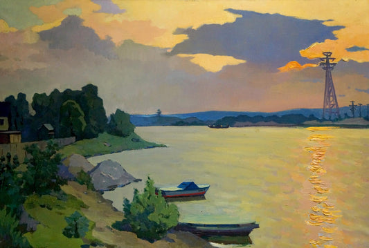 Oil painting Landscape near the coast Unknown artist