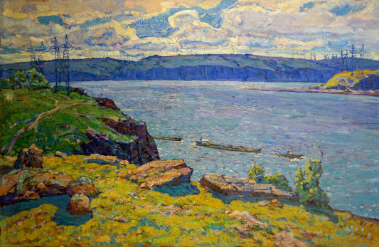Oil painting River landscape Anatoly Fomin