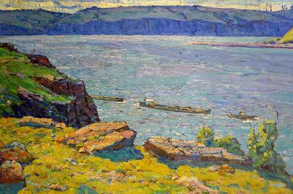 Oil painting River landscape Anatoly Fomin