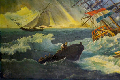 Oil painting Ship in the storm