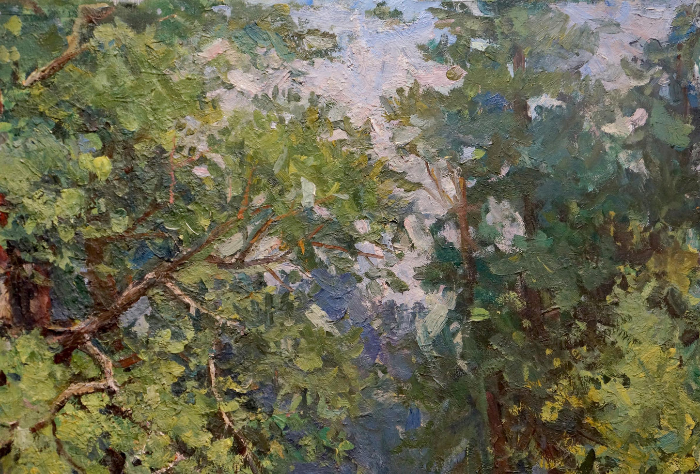 Oil painting Sunny forest landscape Unknown artist