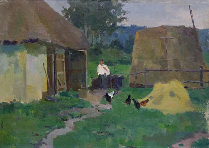 Oil painting Native home Gantman Moisei Faybovich