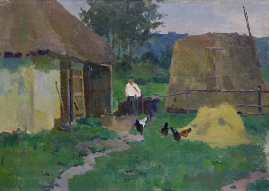 Oil painting Native home Gantman Moisei Faybovich