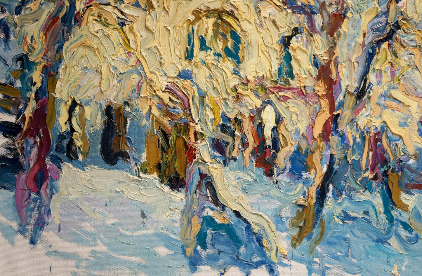 Oil painting View of the snow chapel Sergey Dupliy