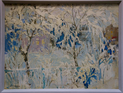 Oil painting Landscape overlooking the city Semykina Lyudmila Nikolaevna