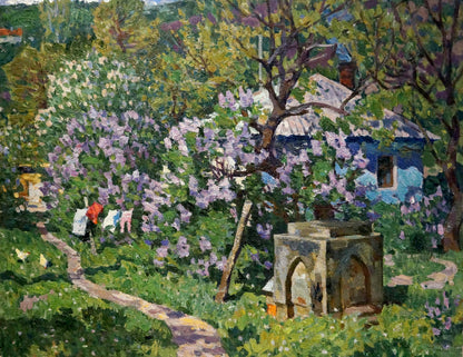 Oil painting Courtyard landscape Konovalov Yuri Alexandrovich