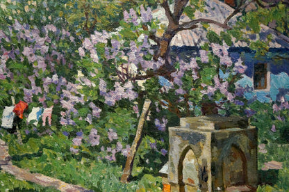 Oil painting Courtyard landscape Konovalov Yuri Alexandrovich