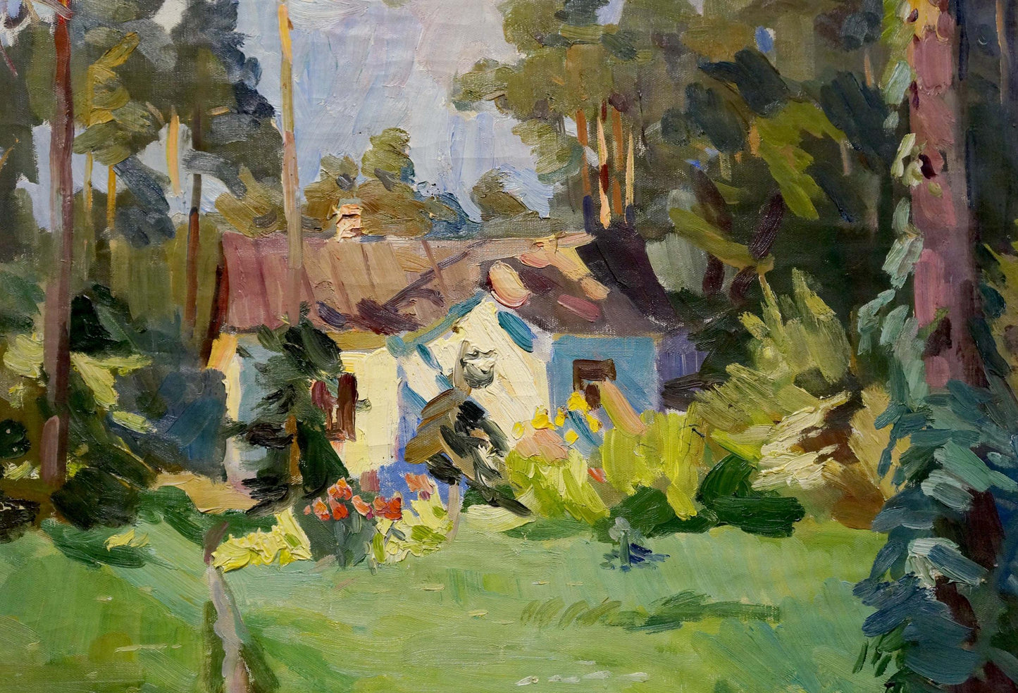 Oil painting House in the woods